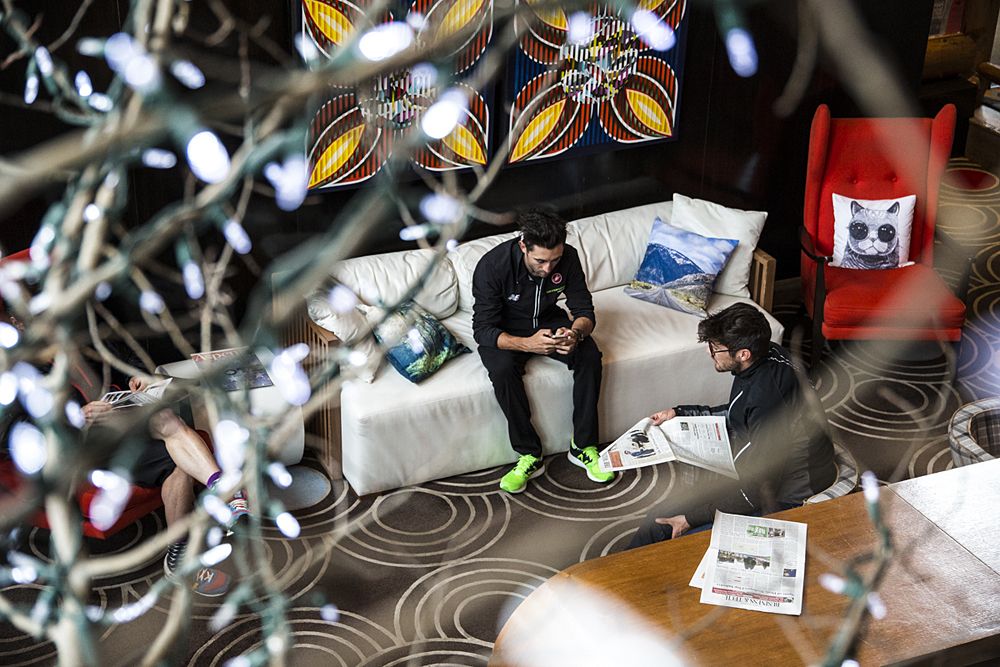 Riders at the Cannondale-Garmin camp
