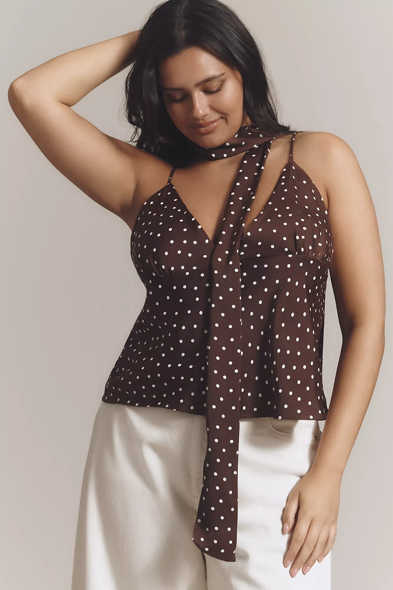 Maeve Scarf-Neck Printed V-Neck Cami