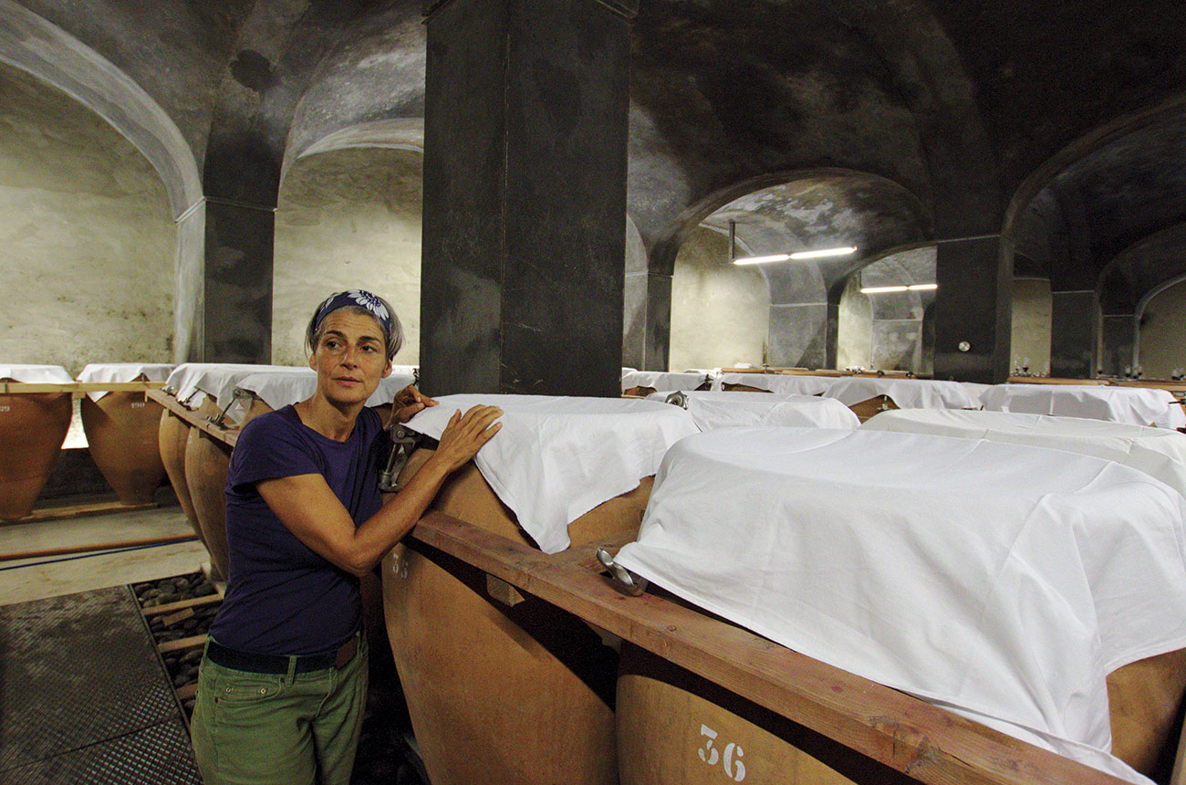 Elisabetta Foradori with tinajas