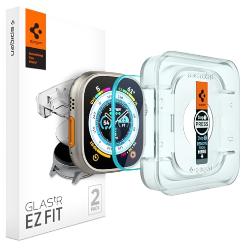 Spigen Tempered Glass Screen Protector [glas.tr Ez Fit] Designed for Apple Watch Ultra 3 / Ultra 2 / Ultra (49mm) - 2 Pack