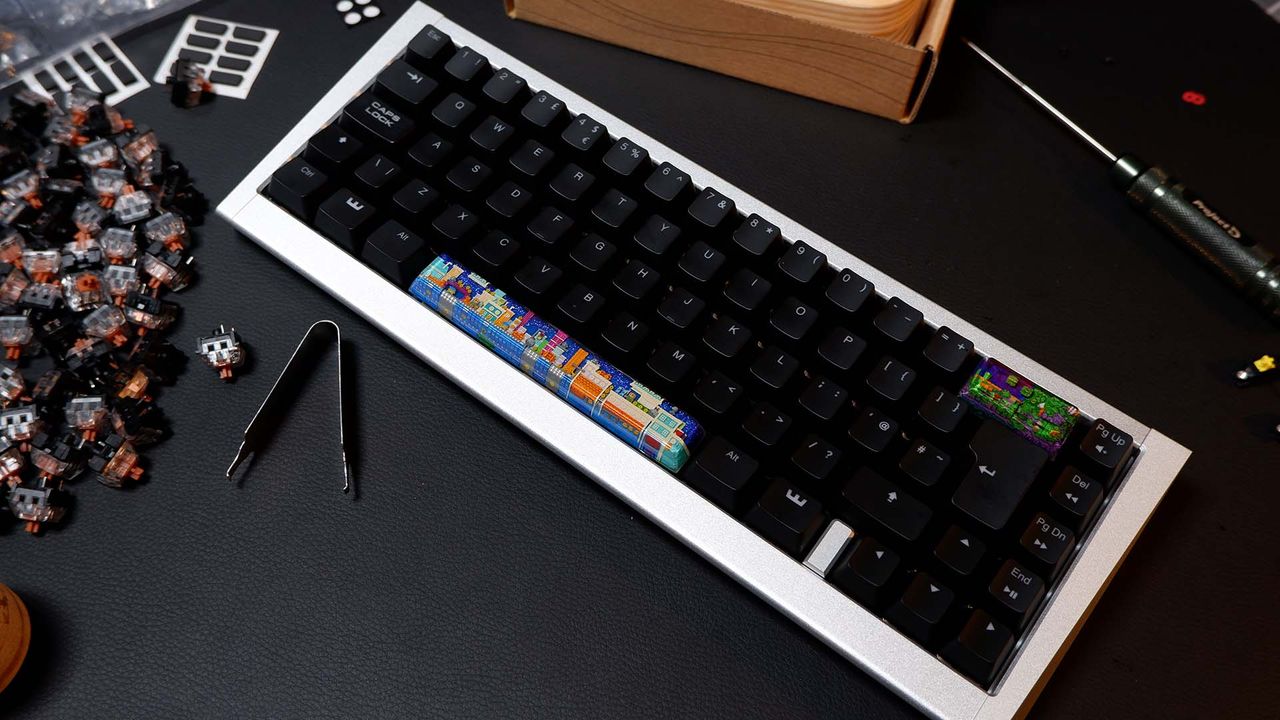 Ducky ProjectD Outlaw65 keyboard in the process of being built.