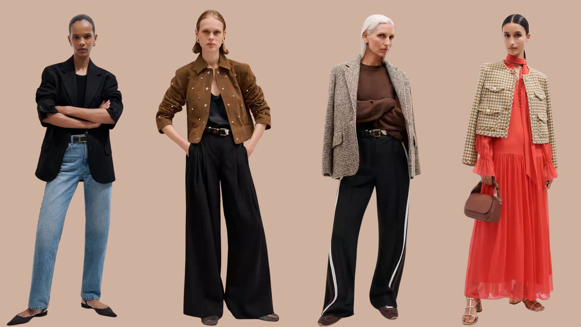 Four models wearing ME+EM outfits