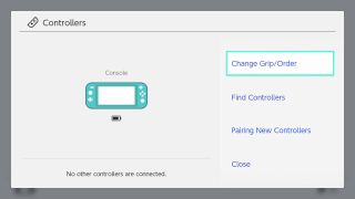How to pair Joy-Cons Nintendo Switch Lite: Click on change grip/order