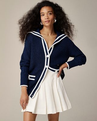 Textured Sailor Cardigan Sweater