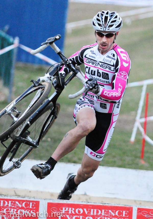 Derek St. John (Garneau Club Chaussure) with a lock on second place during the final lap