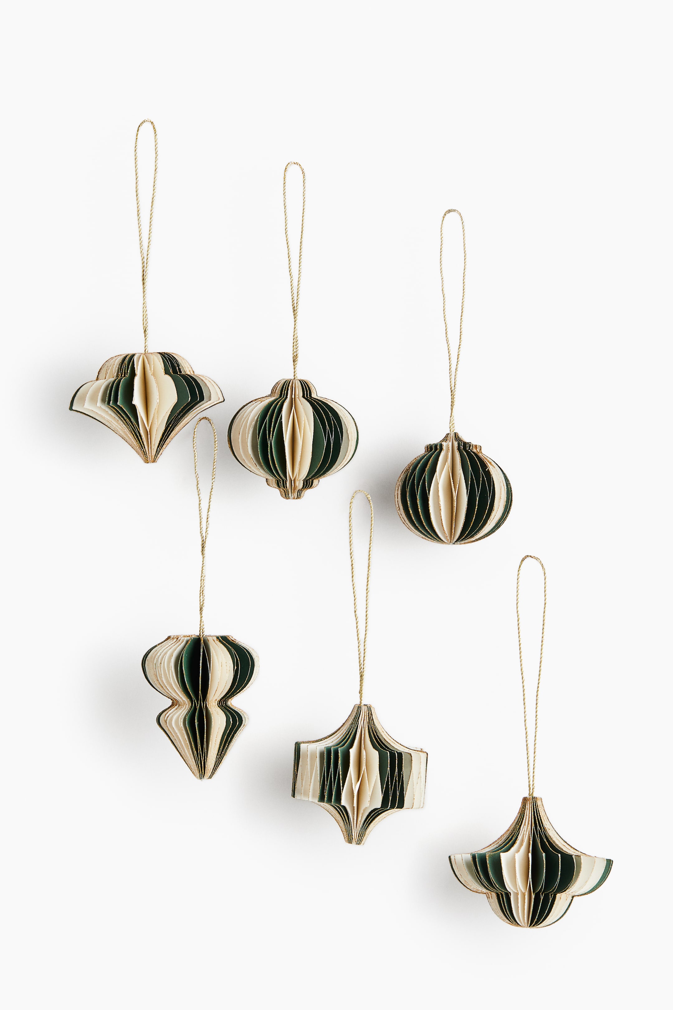 6-Pack Paper Ornaments - Light Beige