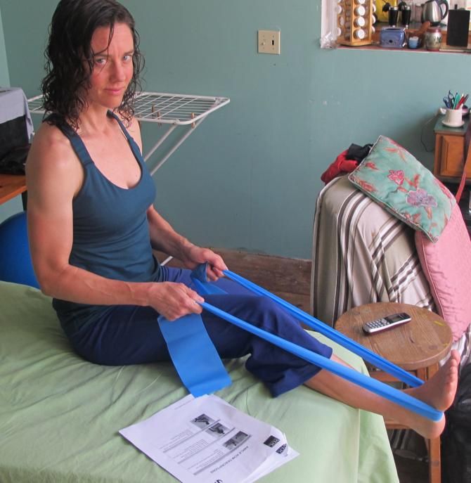 Mary McConneloug works on her rehab