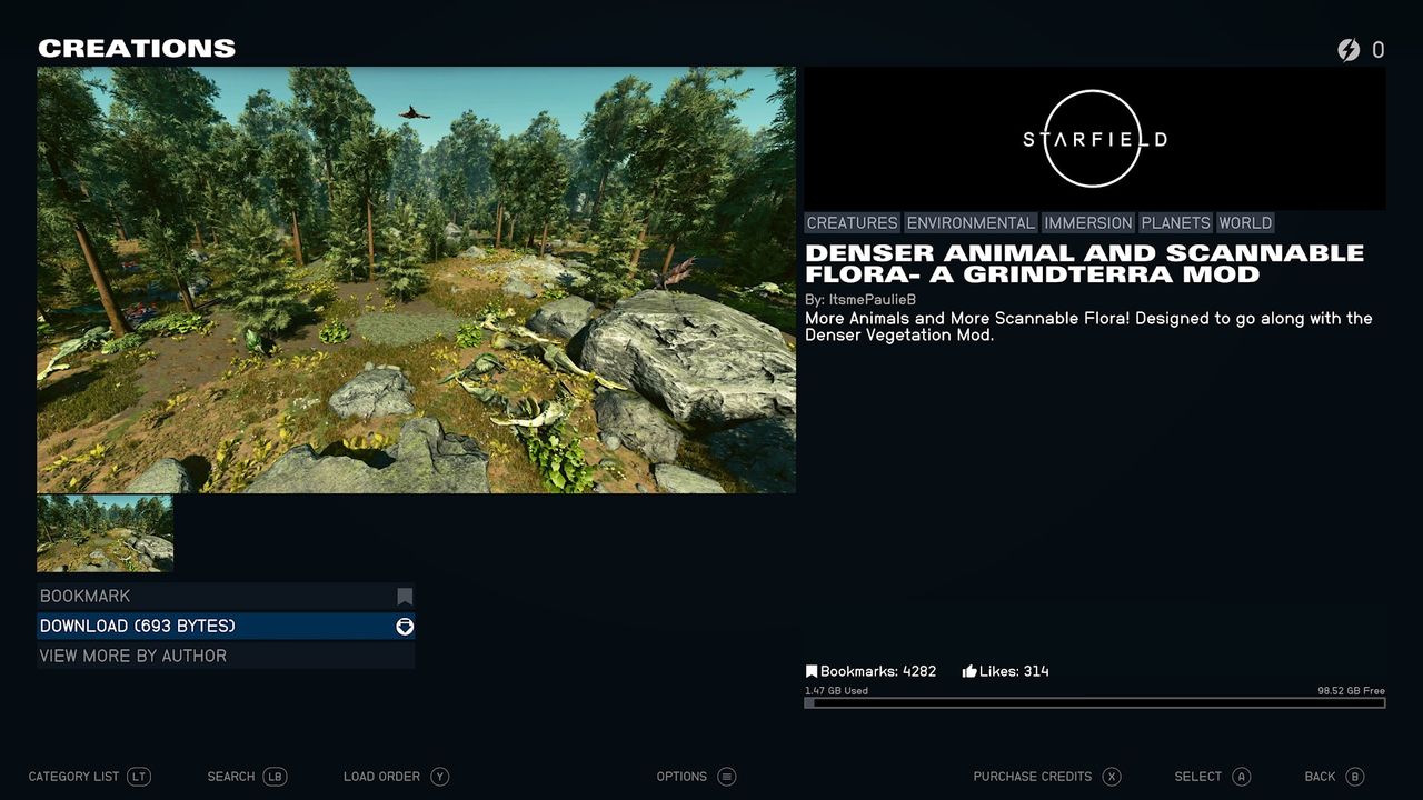 Screenshot of Starfield mods