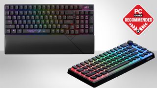 The best gaming keyboards on a grey background with the PC Gamer recommends badge.