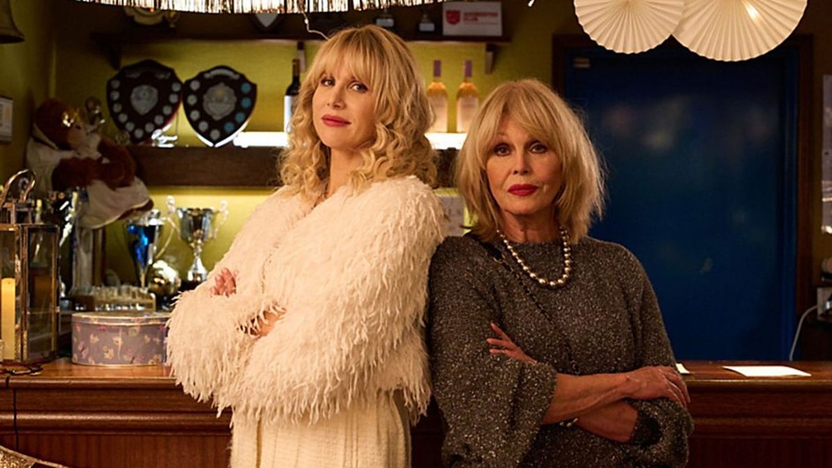 The status seeking Amanda (Lucy Punch) and her sharp-tongued mother Felicity (Joanna Lumley) pose side by side inside a football club for BBC spin-off Amandaland.