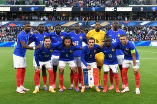 France Euro 2024 squad France's players pose prior to the International friendly football match between France and Luxembourg at Saint-Symphorien Stadium in Longeville-les-Metz, eastern France, on June 5, 2024. (Photo by Jean-Christophe VERHAEGEN / AFP) (Photo by JEAN-CHRISTOPHE VERHAEGEN/AFP via Getty Images)