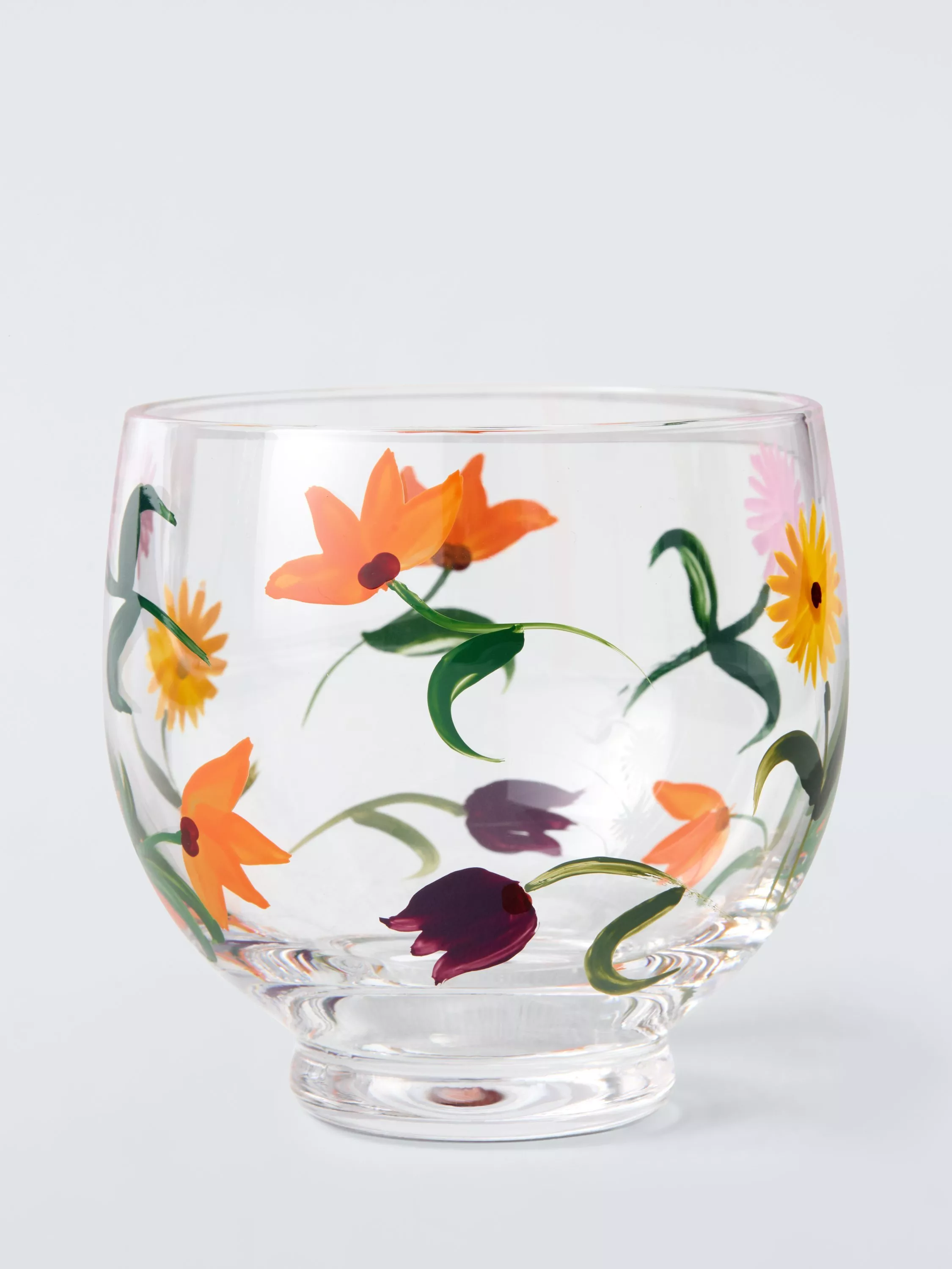 John Lewis X Anine Cecilie Iversen Floral Glass Tumbler, 225ml, Clear/multi