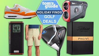 Golf deal items on a green background