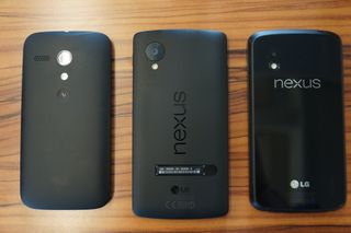 From left: Moto G, Nexus 5, Nexus 4