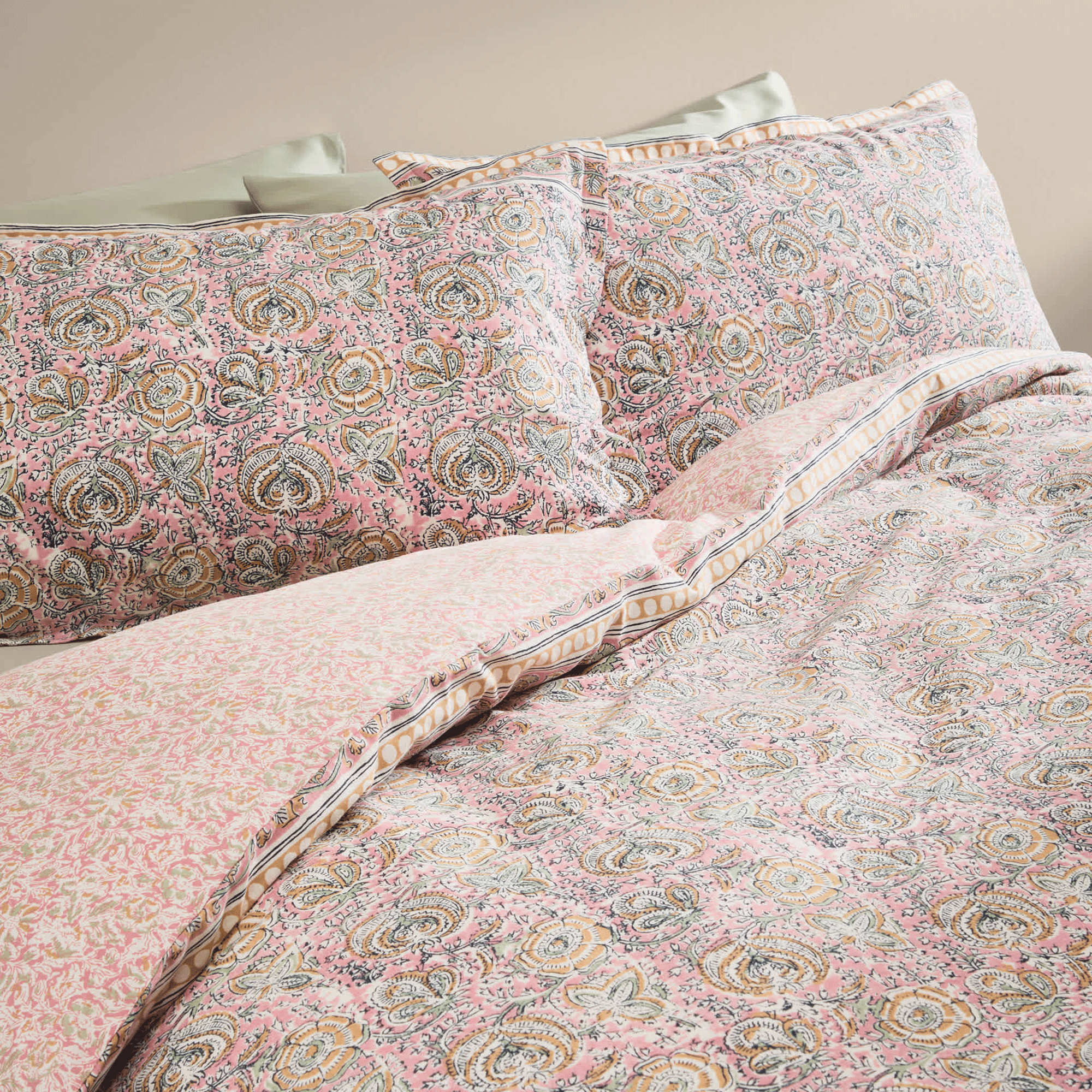 Pink patterned bedding