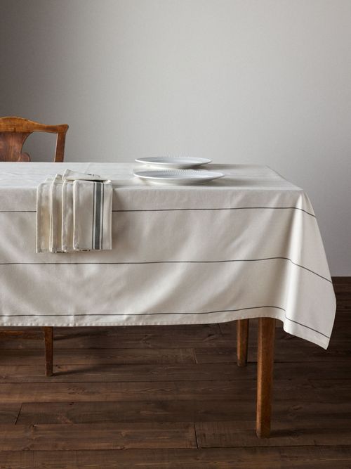 Natural Tablecloth and 4 Pack Napkins Set