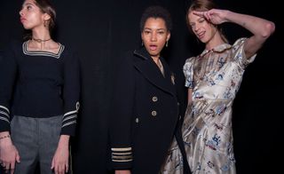 female models wearing navy and patterned clothes from the Tommy Hilfiger A/W 2016 collection