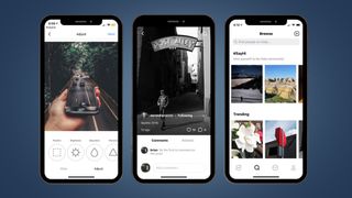 Three screenshots of the Gala app Instagram alternative