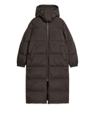 Long Down Puffer Coat - Dark Brown - Arket Gb