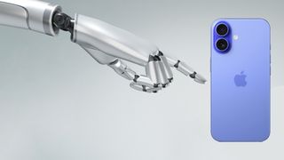 Robot hand touching an iPhone