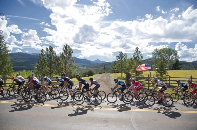 Blue sky riding for the peloton