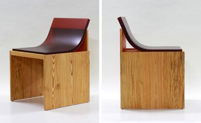 Chair with pressed rubber seat and yellow pine base