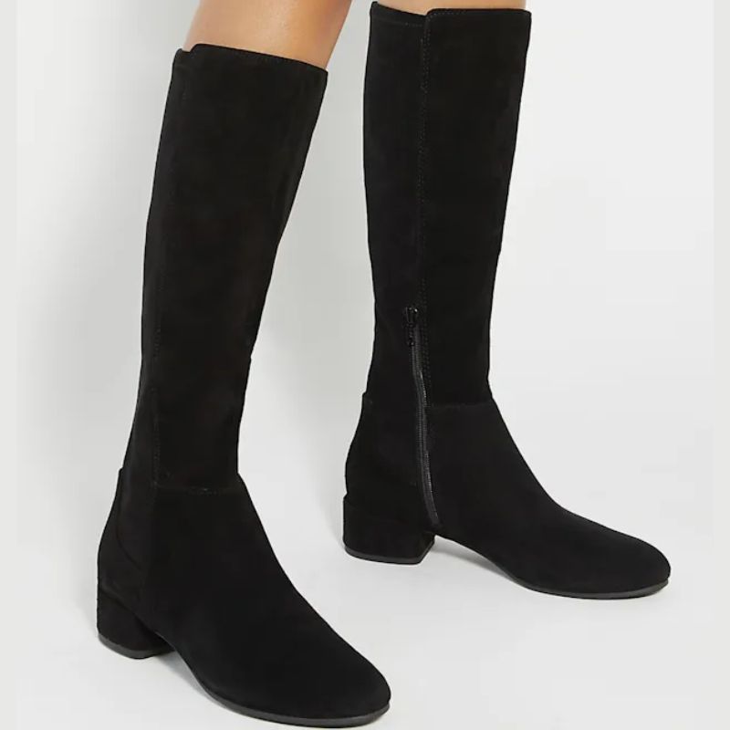 Dune London black suede knee high boots