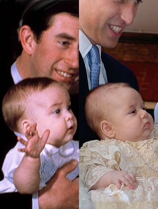 Prince William and Prince George as babies