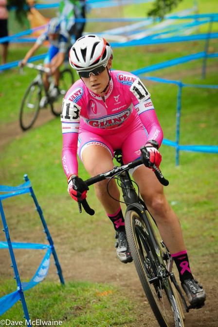 Elle Anderson (CalGiant Berry Farm) riding ahead of Nash on lap two