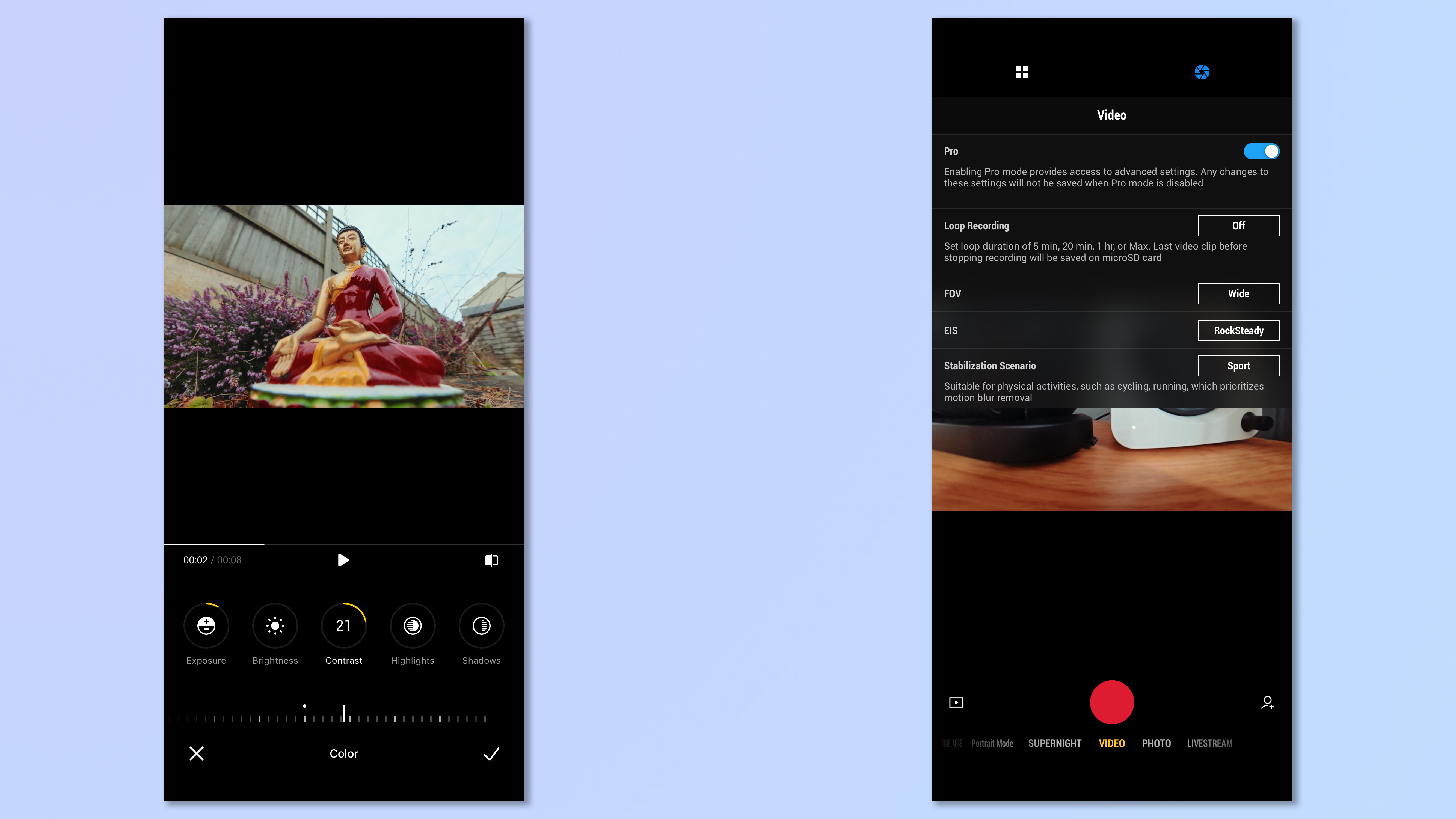 The DJI Mimo app in use