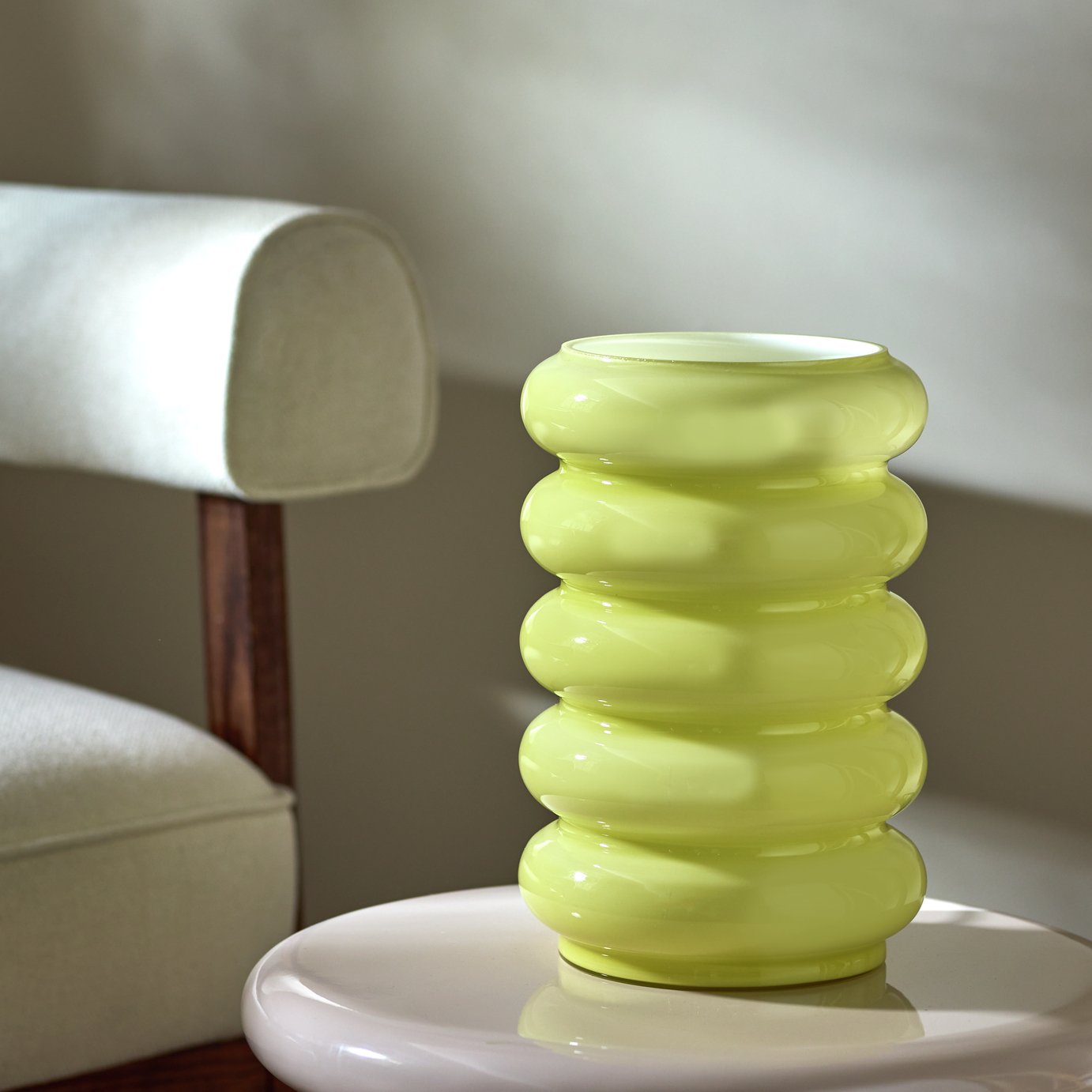 Habitat Billie Ribbed Glass Table Lamp - Yellow