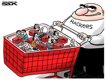Editorial cartoon hackers Target