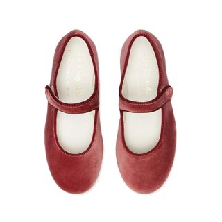 La Coqueta, Dusty Pink Velvet Girl Mary Jane Shoes