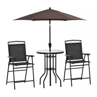 Black folding small patio furniture set
