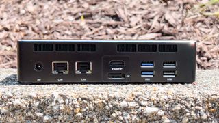 A picture showing off the ports on the back of a mini PC
