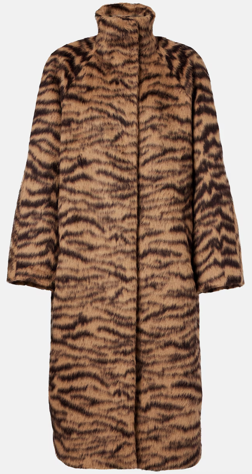Ala&amp;iuml;a, Zebra-Print Wool-Blend Jacquard Coat