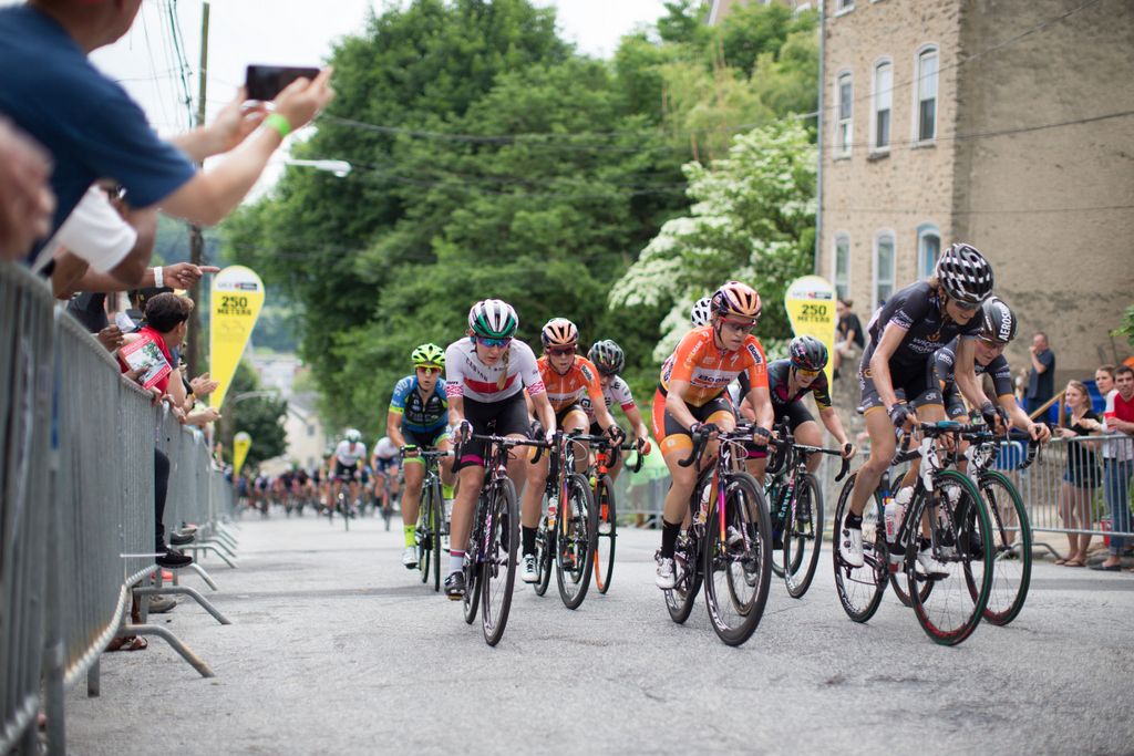 Mara Abbott leading up 'The Wall' during the race