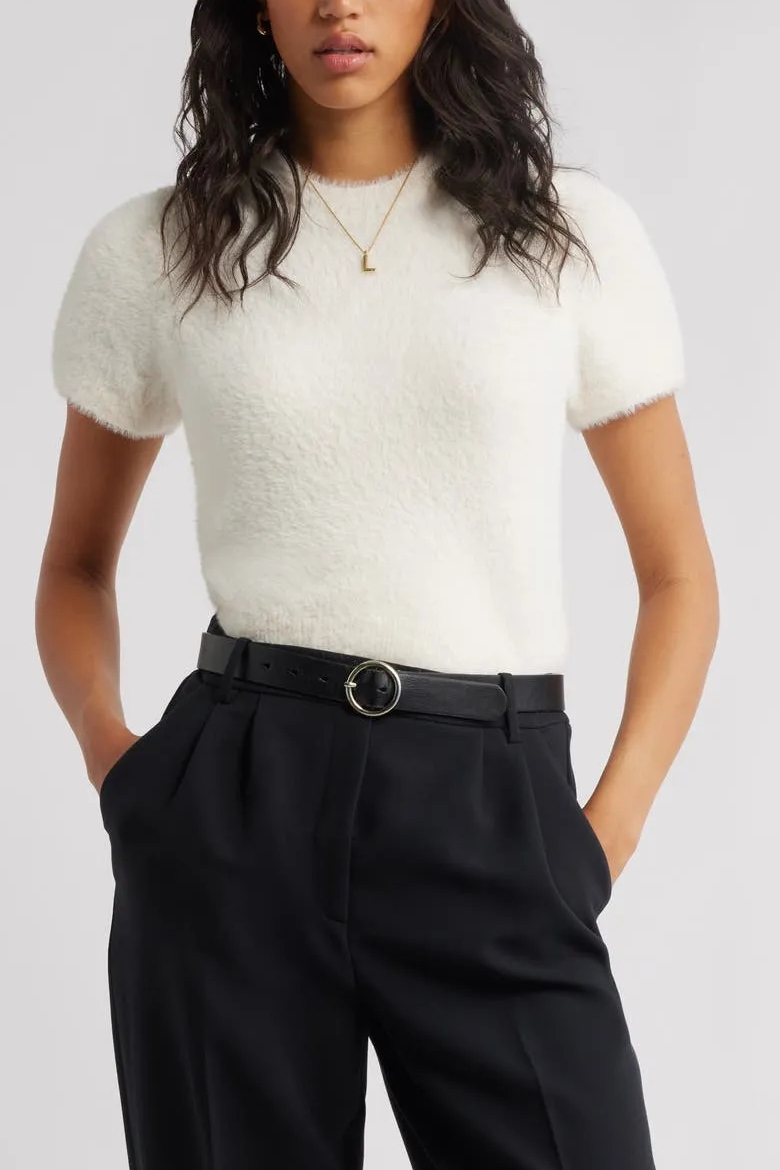 Open Edit, Fuzzy Short Sleeve Sweater (Was $70) 