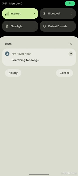 A snapshot of Google's supposed now playing shortcut's notification, which may show users that it's 