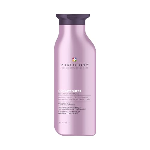 Pureology Hydrate Sheer Shampoo - Lightweight, Moisturizing Shampoo for Fine, Dry, Color Treated Hair, Sulfate-Free &amp;amp; Vegan