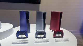 PS5 slim console covers on the show floor at CES 2024.