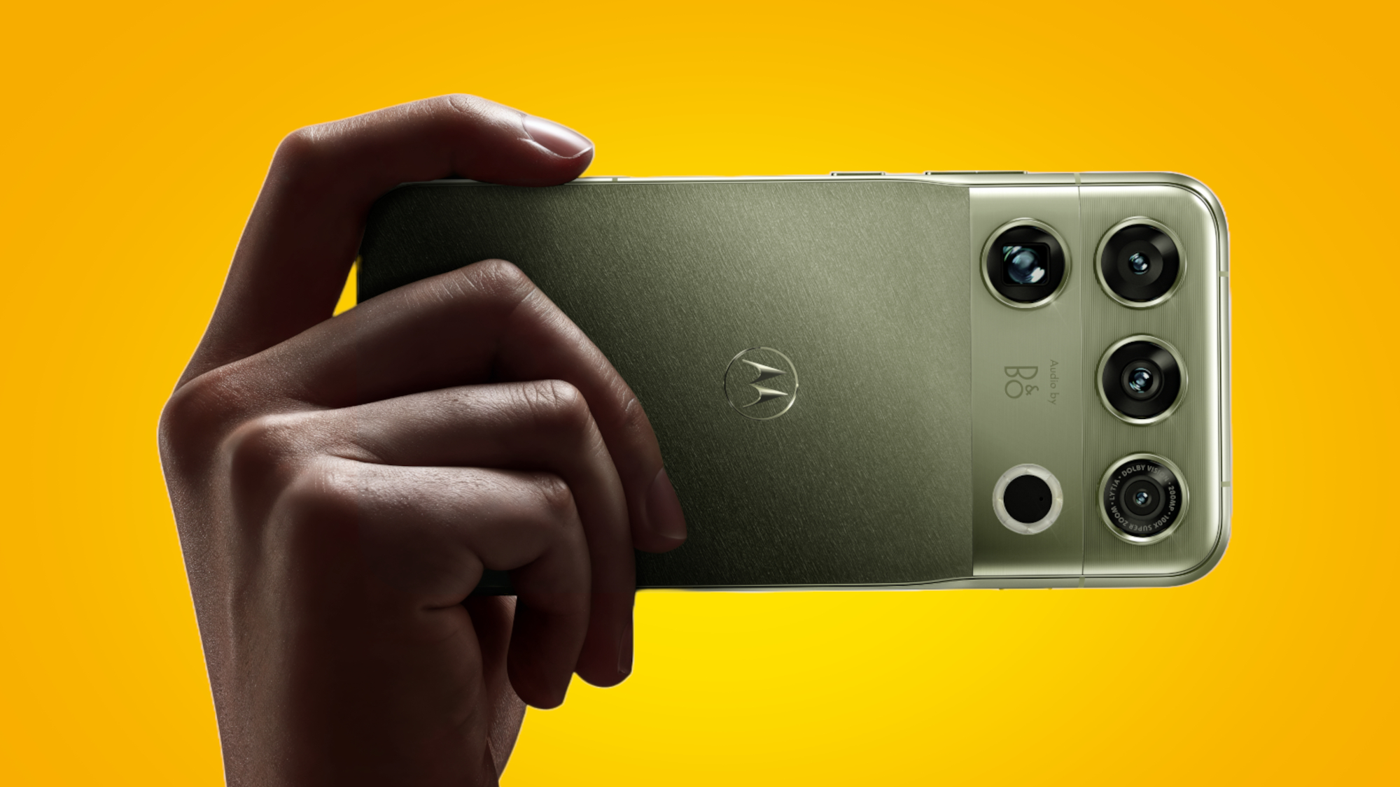 The Motorola Signature 27 on a yellow background