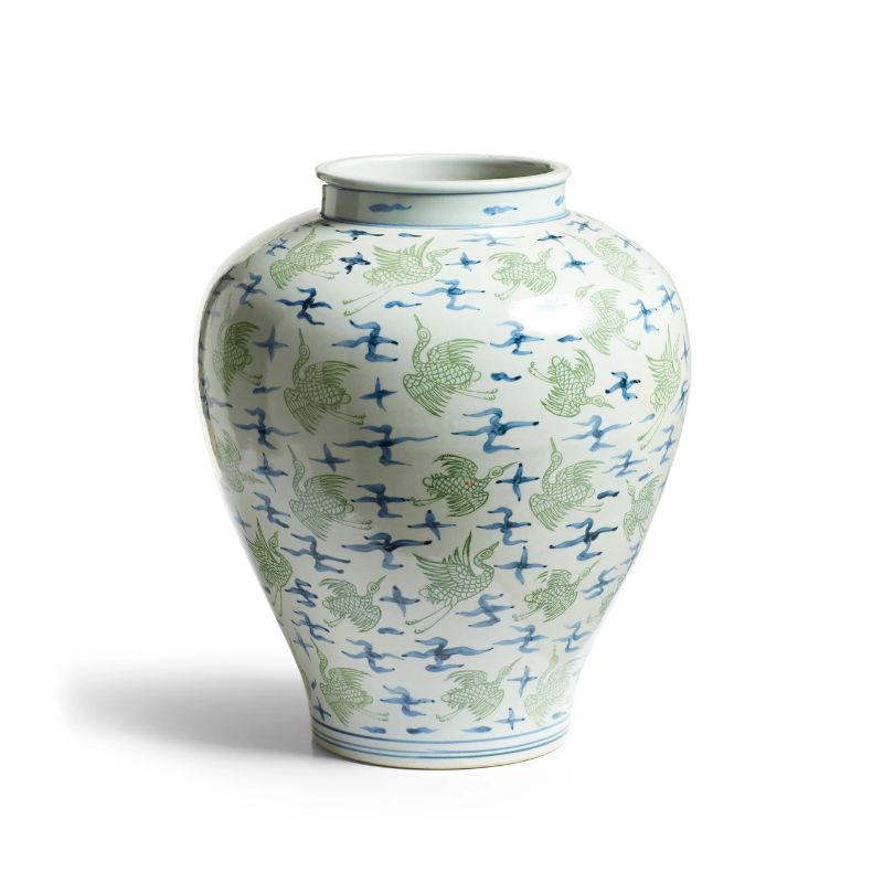blue and green Japanese style vase