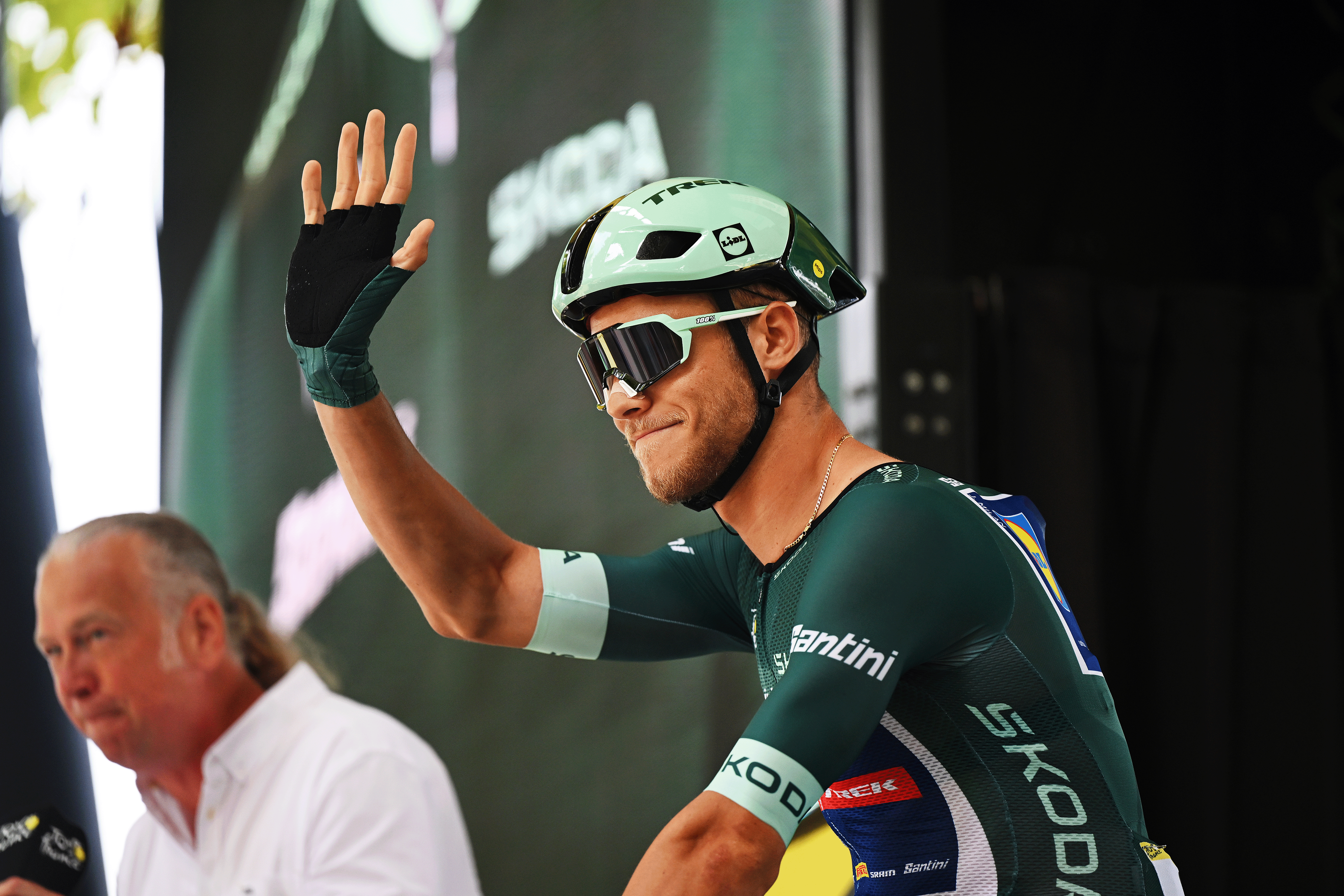 BOLLENE, FRANCE - JULY 23: Jonathan Milan of Italy and Team Lidl - Trek - Green Sprint Jersey prior to the 112th Tour de France 2025, Stage 17 a 160.4km stage from Bollene to Valence / #UCIWT / on July 23, 2025 in Bollene, France. (Photo by Dario Belingheri/Getty Images)