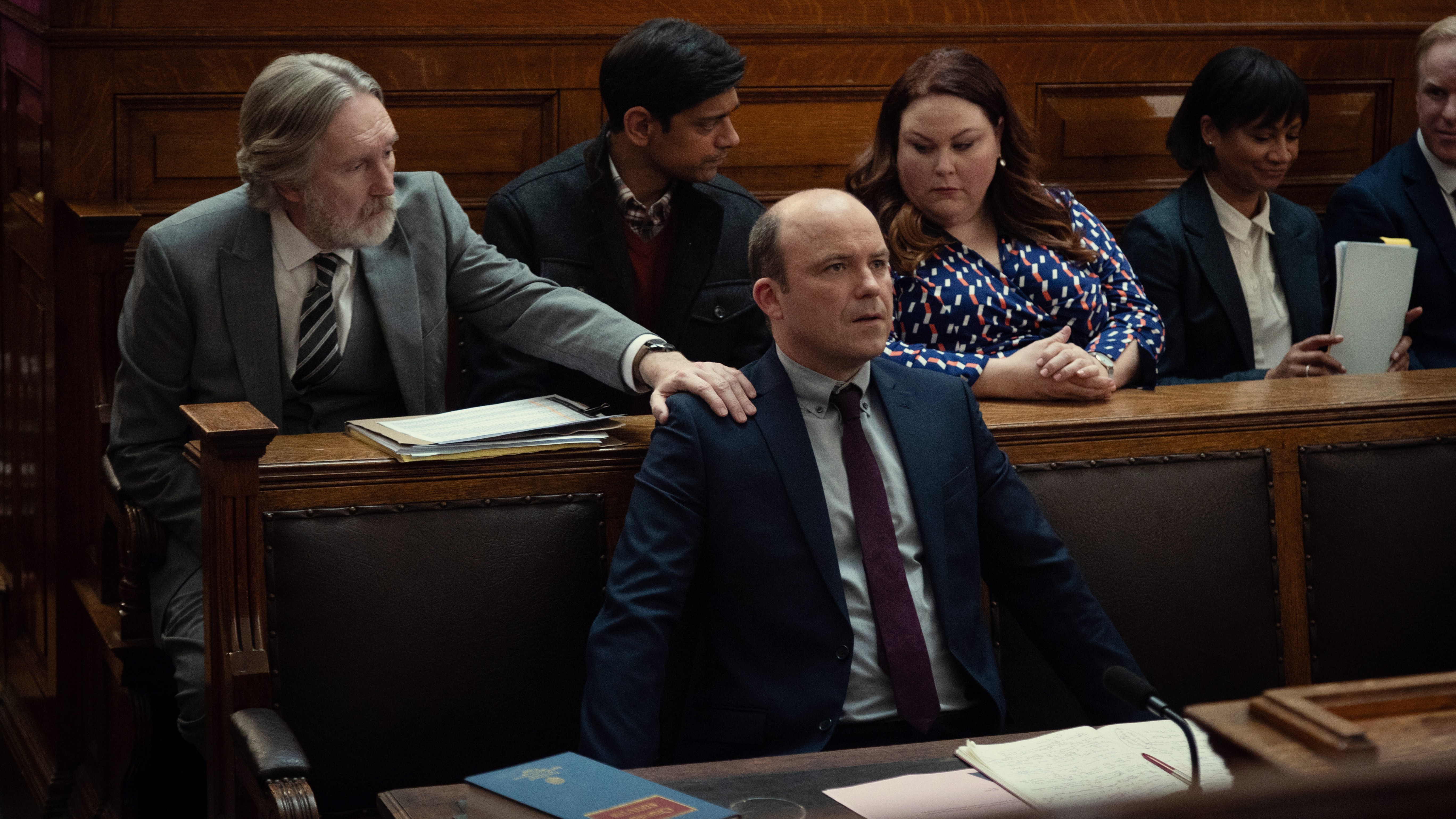 Dave Fishwick (Rory Kinnear) in court in Netflix's "Bank of Dave 2: The Loan Ranger"