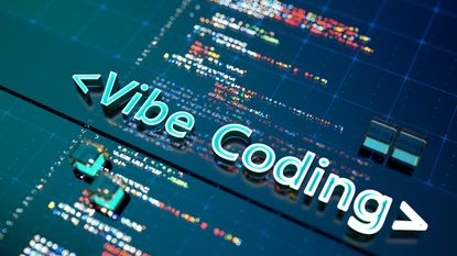 the words "vibe coding" on a computer programming background