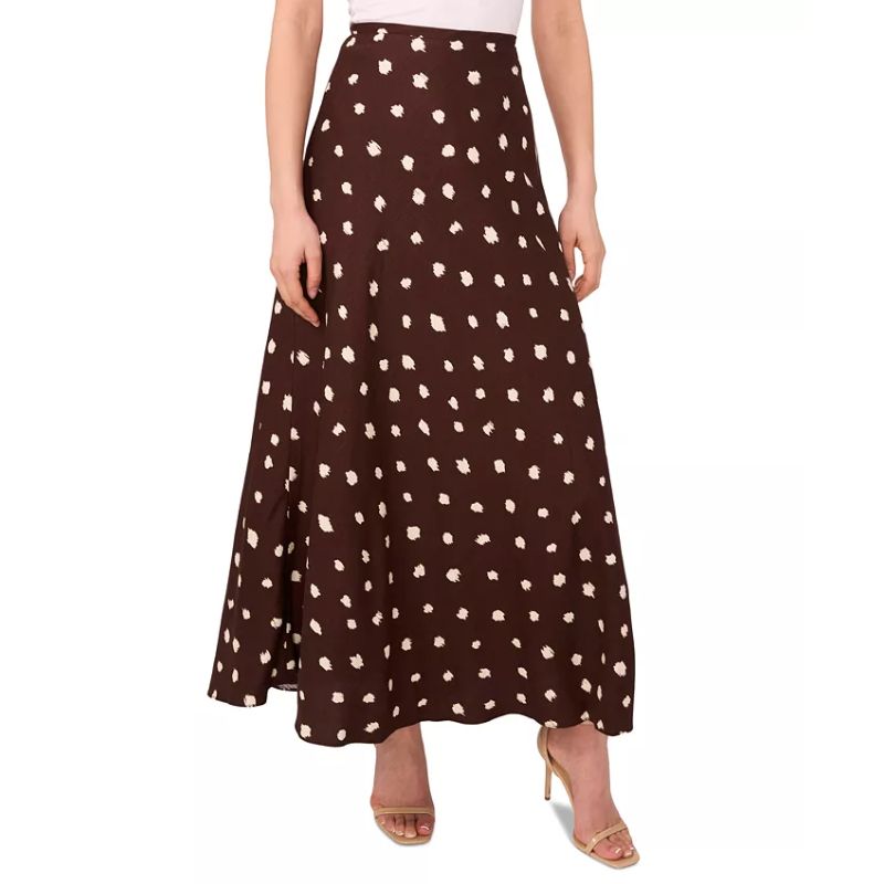 brown and white polka dot skirt 