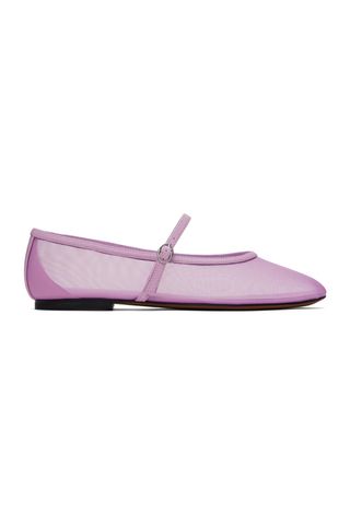 Purple Id Mesh Mary Jane Ballerina Flats