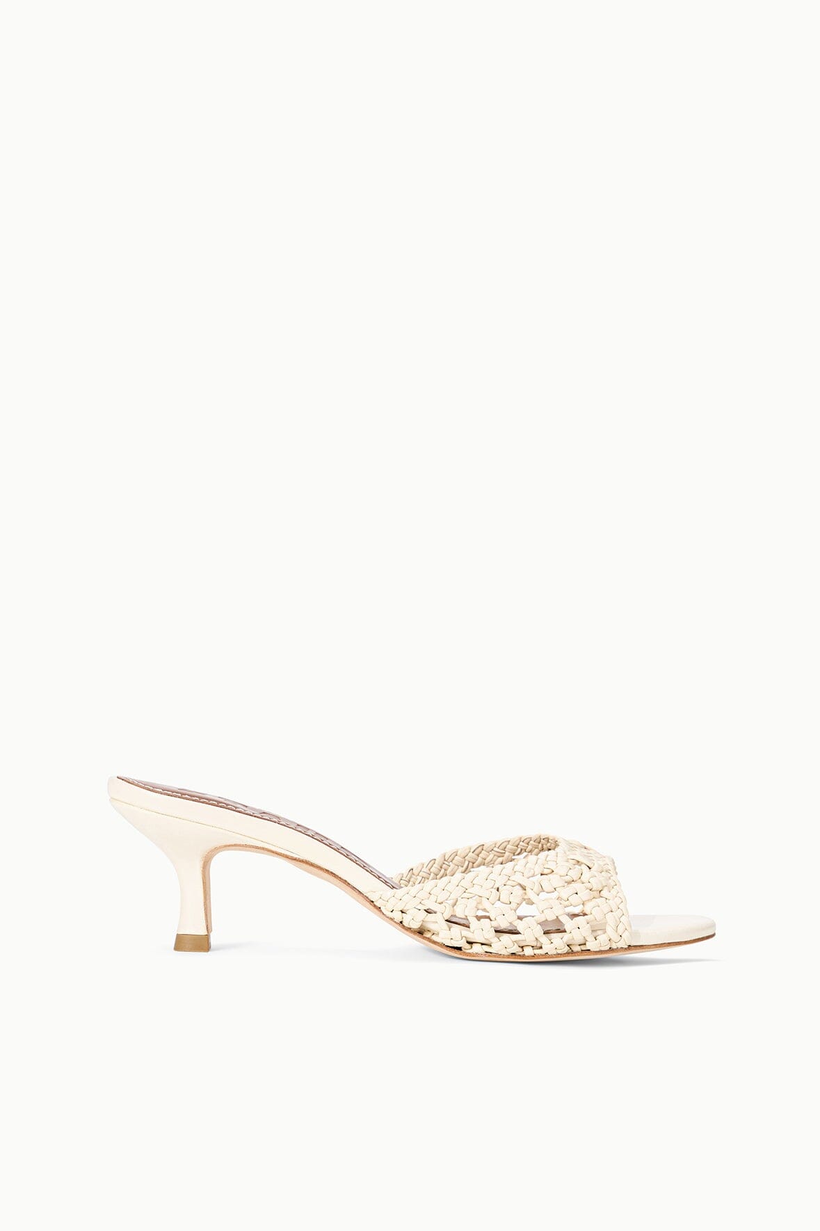 Brigitte Leather Mule | Cream Woven White - Size 35