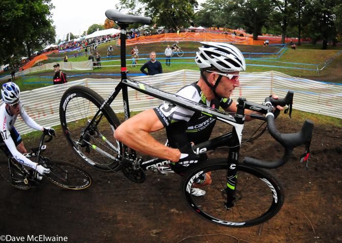 Ryan Trebon (Cannondale Cyclocrossworld.com) running some stairs